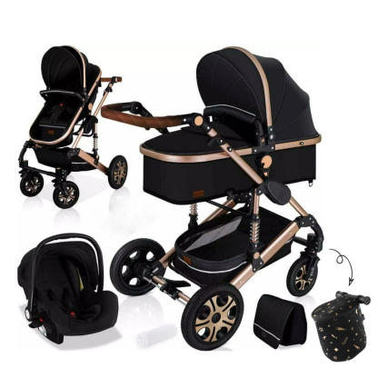 Cochecito de bebé 3 en 1 multifuncional Absorción de impactos Carro para recién nacidos Puede sentarse o acostarse Cochecito de bebé de lujo con paisaje alto ShopWise Round