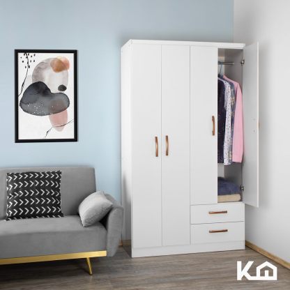 Kingshouse | Ropero De 6 Puertas con 2 Cajones – Color Café – Barra para Colgar – Estructura MDP – Mueble Organizador De Ropa – Armario para Casa, Recámara y Hogar