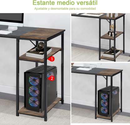 Escritorio Grande 140cm Color Madera con Negro,con Bolsa de Almacenamiento