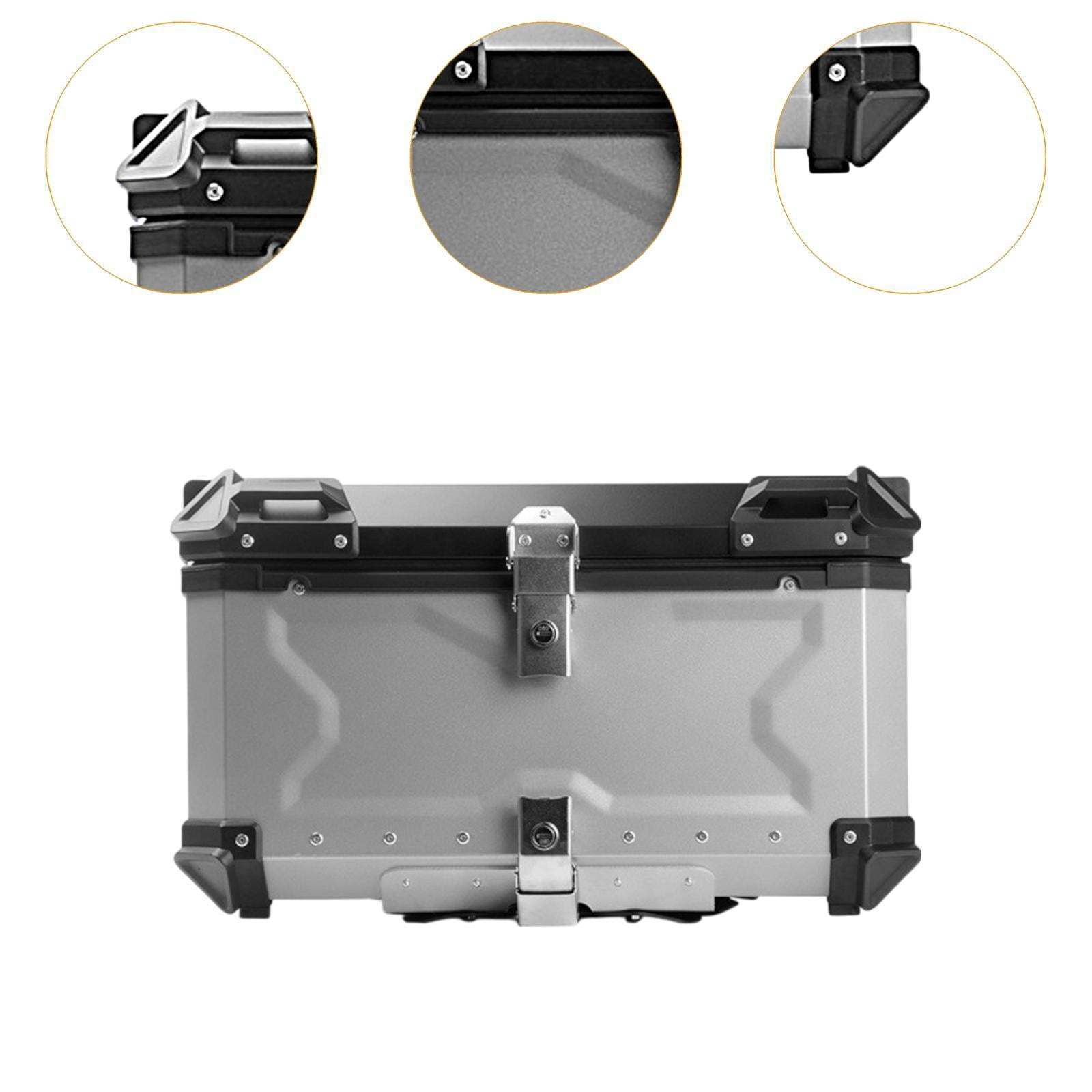 Baúl de motocicleta genérico, caja trasera, organizador de aluminio a prueba de golpes, caja para casco, baúl de almacenamiento de equipaje para 45L Plata