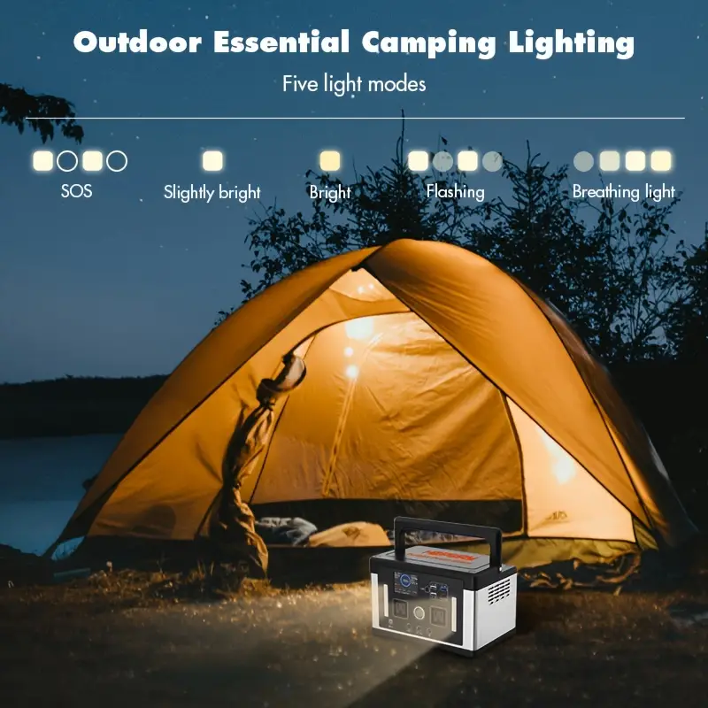 Estación de energía portátil Eurler P700 700W con capacidad de 577Wh para camping al aire libre y emergencias, todo en uno. Almacenamiento de energía solar con batería LiFePO4. Salida de CA 120V 60Hz 700W.