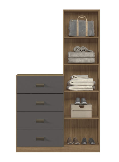 Cómoda Estilo 1 Puerta con espejo 4 Cajones