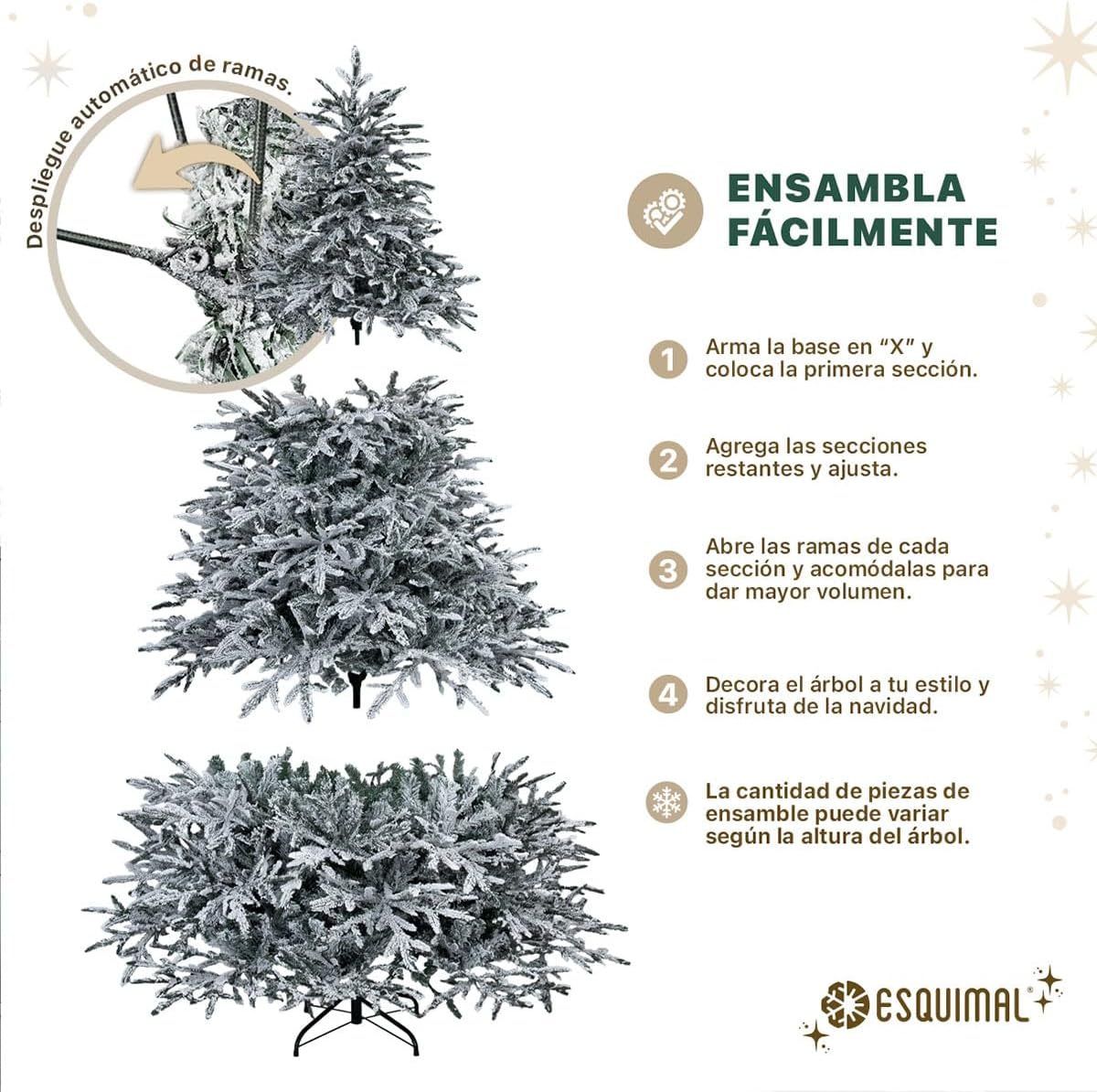 ESQUIMAL Árbol de Navidad Escarchado Ramas PVC y PE, Cedro del Himalaya Frondoso (Verde Nevado, 1.8 m)