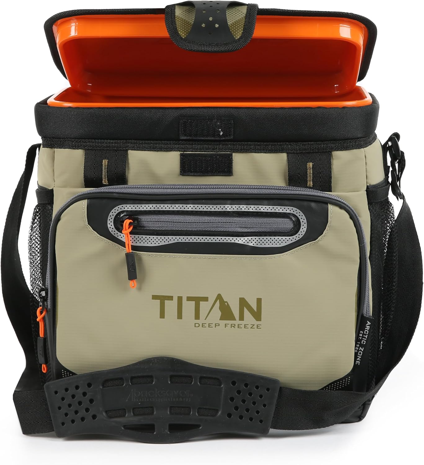 Congelador Arctic Zone Titan, 48 latas, congelador rígido sin cremallera, congelador verde musgo con aislamiento de congelación profunda, revestimiento rígido y SmartShelf-----Abridor de botellas