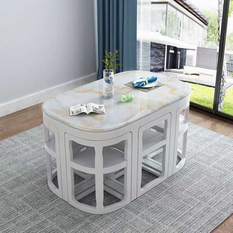 Combinación de mesa de comedor y silla de mármol, mesa de comedor de madera maciza creativa minimalista moderna para el hogar para 6 personas