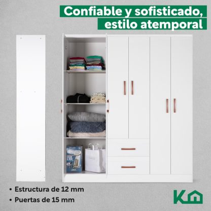 Kingshouse | Ropero De 6 Puertas con 2 Cajones – Color Café – Barra para Colgar – Estructura MDP – Mueble Organizador De Ropa – Armario para Casa, Recámara y Hogar