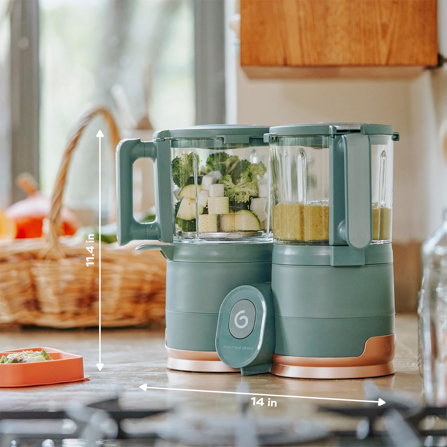 Babymoov Duo Meal 6 en 1: Procesador de Alimentos para Bebés con Vaporizador y Licuadora de Velocidades Múltiples, Calienta y Descongela (Aprobado por Nutricionistas), Gris