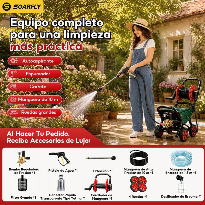 SOARFLY Hidrolimpiadora eléctrica profesional de alta presión (5800 PSI, 5800 W, 60 Hz, 12 l/min)-hidrolavadora para lavar minisplit
