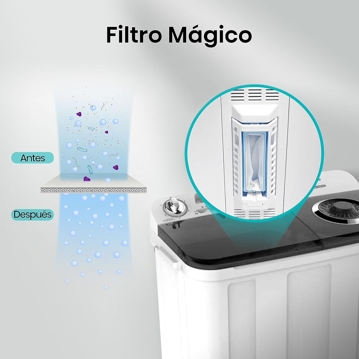 Hisense WSA1102PCN Lavadora Semiautomätica Doble Tina 11 Kg, Blanco/Gris