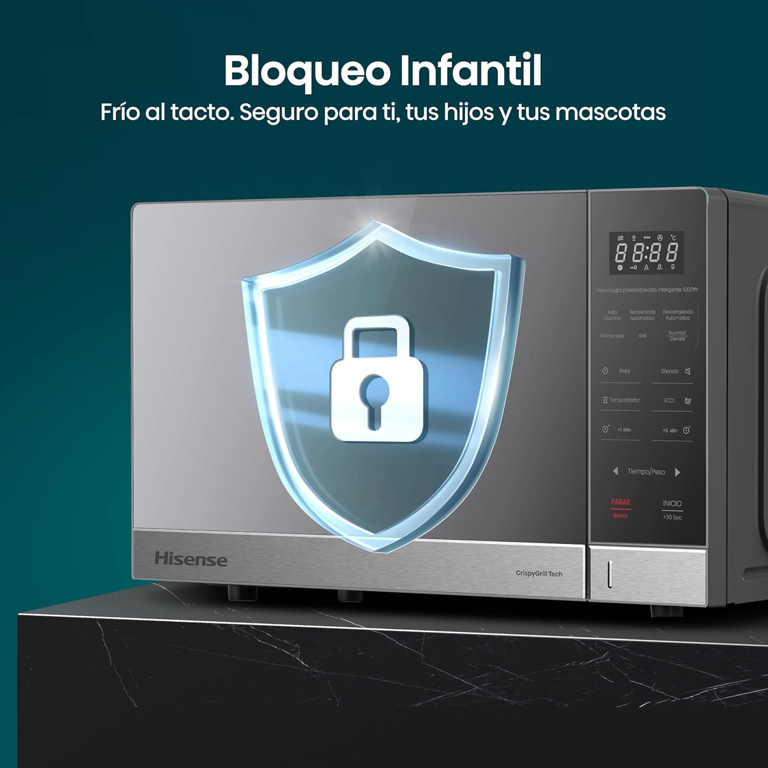 Horno de Microondas Hisense, 1.1 Pies Cúbicos, 10 Niveles de Potencia, Color Gris, Modelo HMMG3010SMG