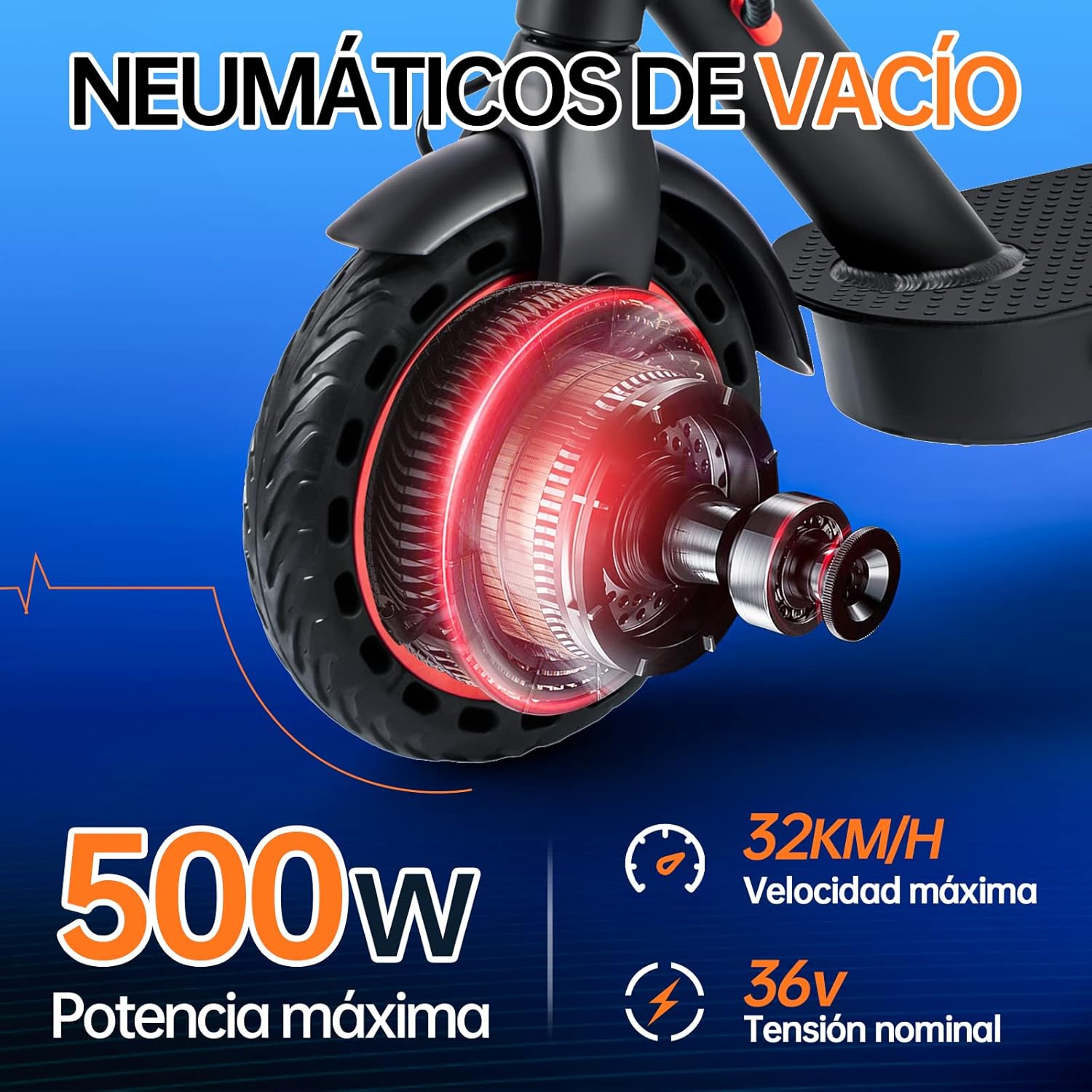 HONEYWHALE M2 Pro Scooter Eléctrico Plegable para Adultos, Motor de 500 W de Potencia Máxima, 22km con una Carga Completa, Velocidad Máxima 32km/h, Patin Eléctrico con App Control Bluetooth