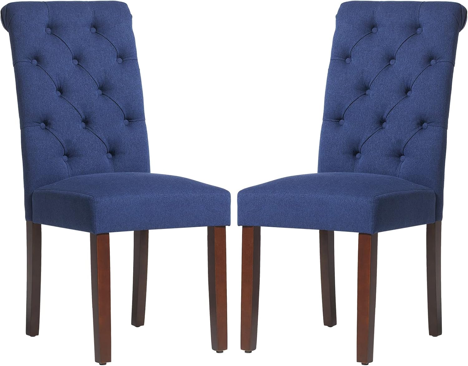 COLAMY - Juego de 6 sillas de Comedor con Botones y tapizadas, con Patas de Madera Maciza y Asiento Acolchado para Comedor, Cocina, Color Gris