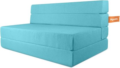 AGUSTO Sofá Cama Matrimonial Multifunción Colchon Plegable Futon Chaise Sillon Puff (Gris Oxford)