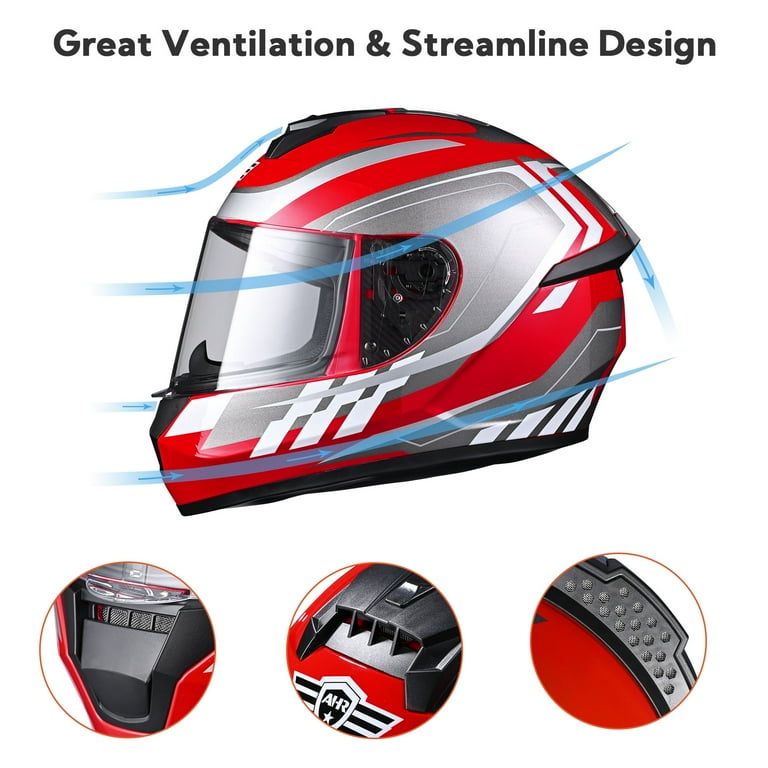AHR RUN-F3 Full Face Motorcycle Helmet DOT Approve Lightweight Street Bike Touring Racing XL AHR Modern