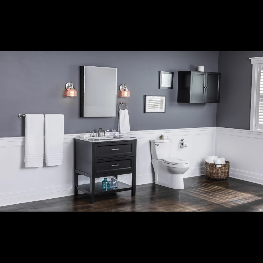 Miseno Bella Two-Piece High Efficiency Toilet with Elongated Chair Height Skirted Bowl - Includes Soft Close Seat and Wax Ring Kit