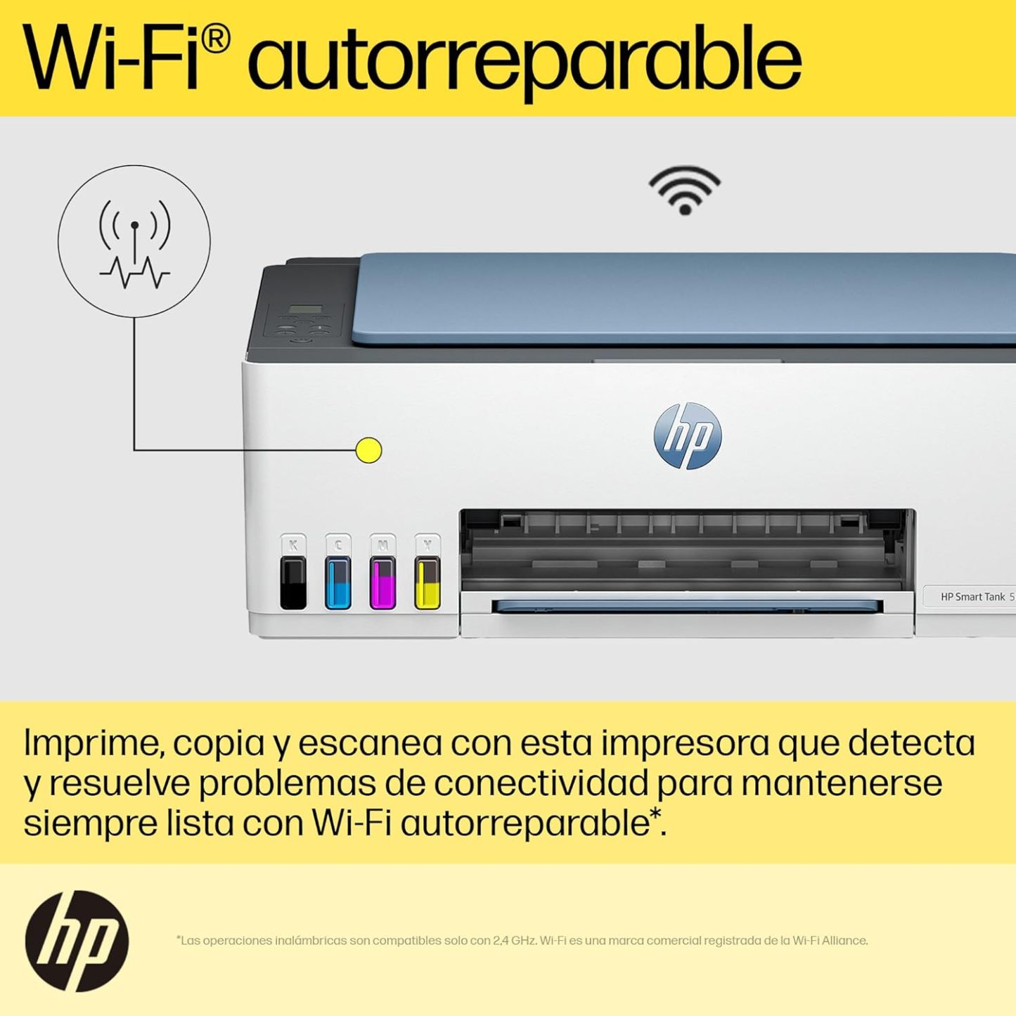 HP Impresora Multifuncional Smart Tank 580, Tinta Continua, Color, Wi-Fi, Dúplex (Doble Cara) Manual, Impresión Desde Smart App, 2 años de Garantía (1F3Y2A)