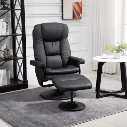 Homcom Sillón Reclinable Giratorio Con Otomana Piel Sintétic