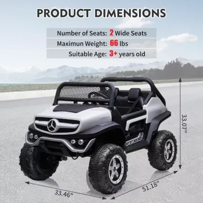 Camión de paseo de 24V para niños, coche eléctrico de 2 plazas con licencia Mercedes Benz para niños pequeños, juguete para montar con Control remoto