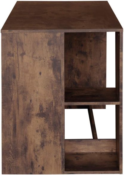 FurnitureR Escritorio para Computadora de Oficina con Almacenamiento Escritorio de Trabajo y Estudio con 5 Estantes Mesa Portátil para Estudiantes Escritorio de Escritura Moderno Haya y Blanco-Bolígrafo de carbono metálico, bolígrafo de firma negro.