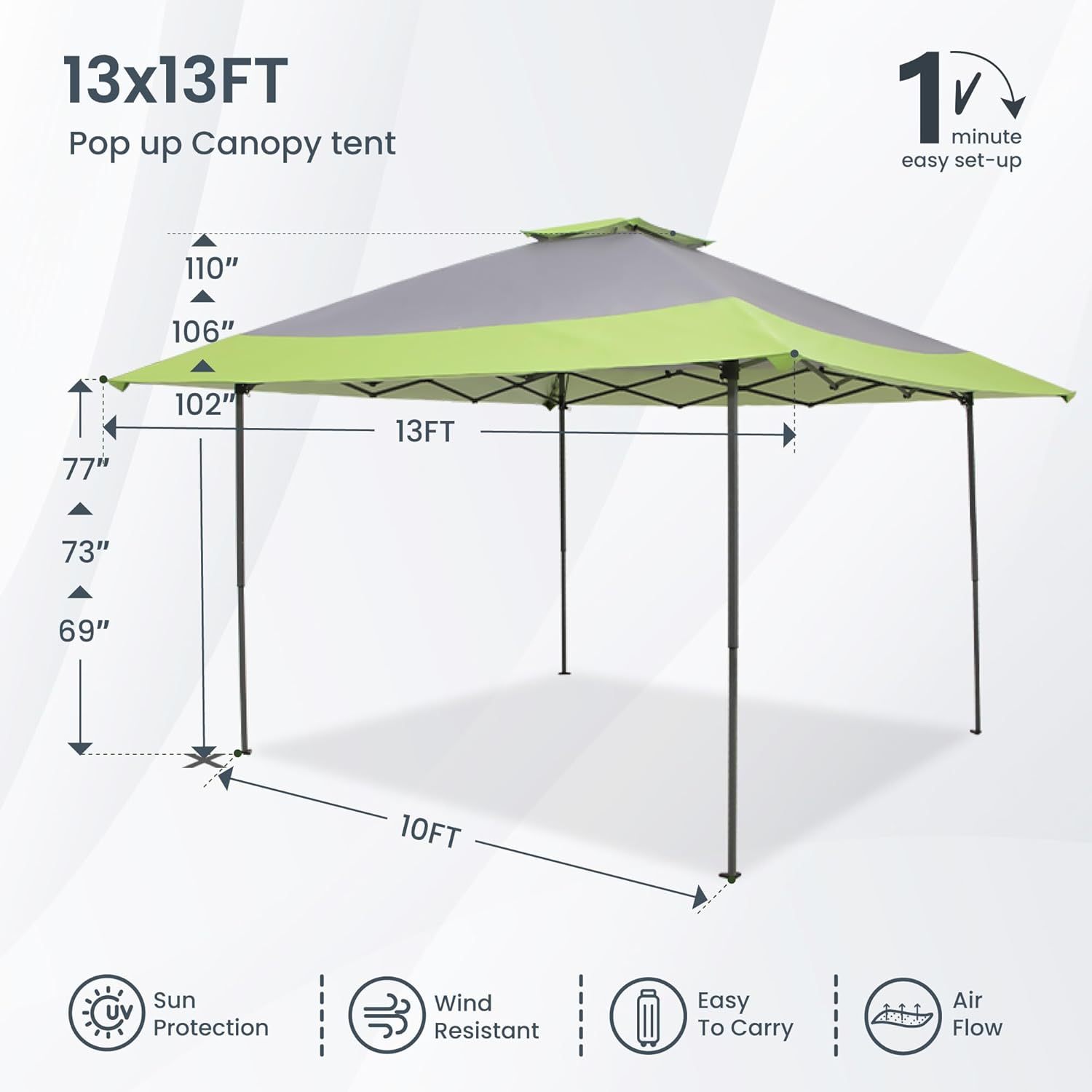 PHI VILLA - Toldo parasol con bloqueo UV de 4 x 4 m con kits de herramientas, pantalla de cenador para patio al aire libre, eventos de jardín-toallita mágica esponja