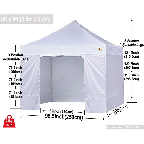 Carpa con toldo ABCCANOPY Ez Pop Up de 2,4 x 3,6 m con paredes laterales