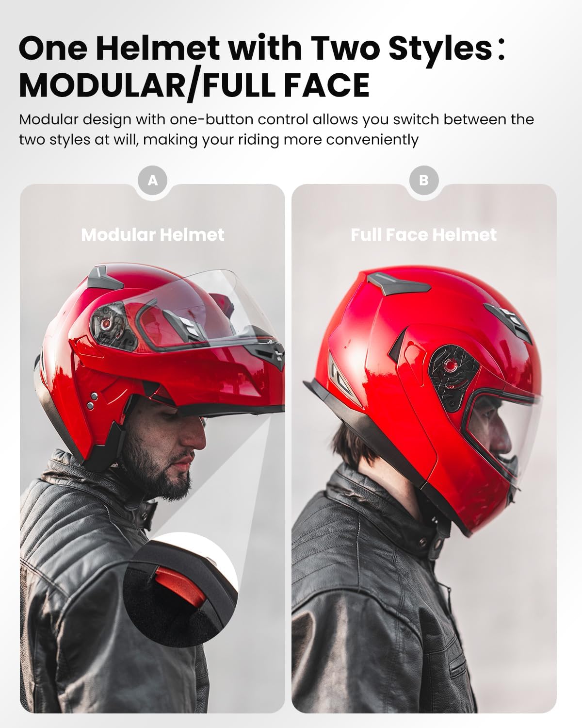 ILM - Casco de Motocicleta Modular Integrado con Bluetooth, con protección Solar para Mp3, Modelo 953/953 Pro
