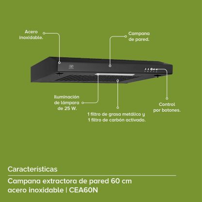 AVERA Combo Parilla y Campana|Parrilla de Gas 4 Quemadores, Vidrio Templado Negro 60cm (Incluye accesorios de Instalación) Encendido Electronico, Estufa Empotrable, para Gas LP y Natural | VT4CEA60N