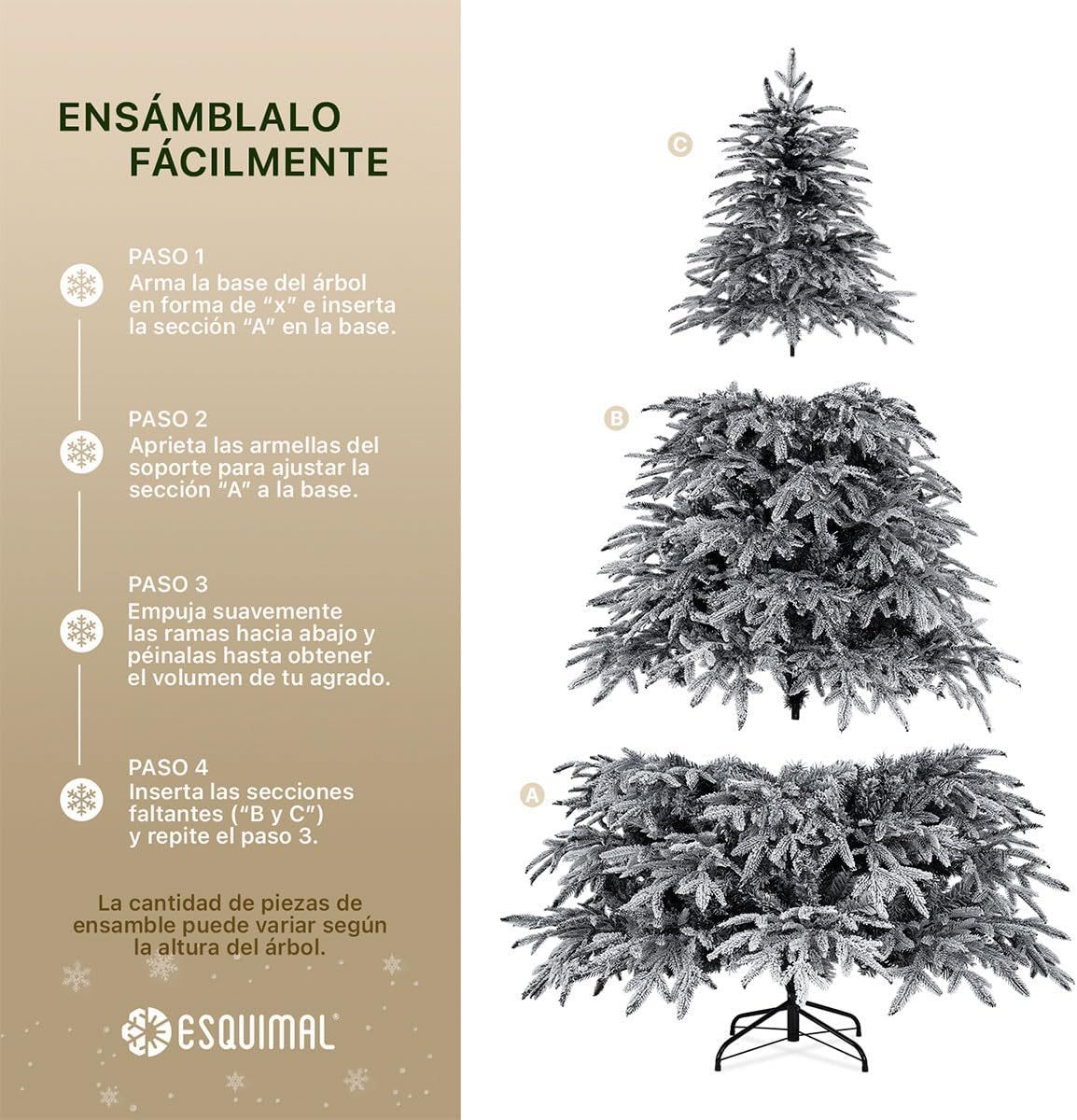 ESQUIMAL Árbol de Navidad Escarchado Ramas PVC y PE, Cedro del Himalaya Frondoso (Verde Nevado, 1.8 m)