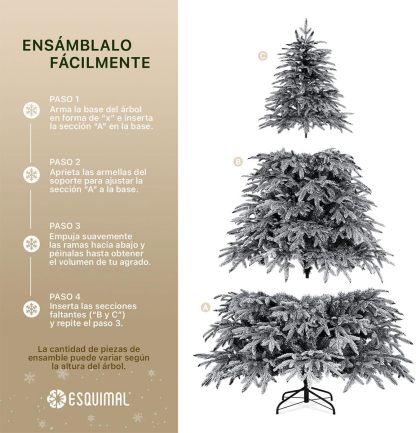 ESQUIMAL Árbol de Navidad Escarchado Ramas PVC y PE, Cedro del Himalaya Frondoso (Verde Nevado, 1.8 m)