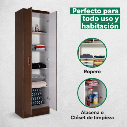 Kingshouse | Ropero De 6 Puertas con 2 Cajones – Color Café – Barra para Colgar – Estructura MDP – Mueble Organizador De Ropa – Armario para Casa, Recámara y Hogar