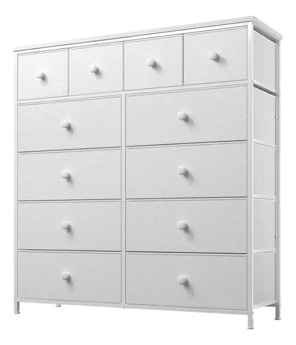 Comoda Cajonera Para Recamara 12 Cajones De Tela Color Blanco