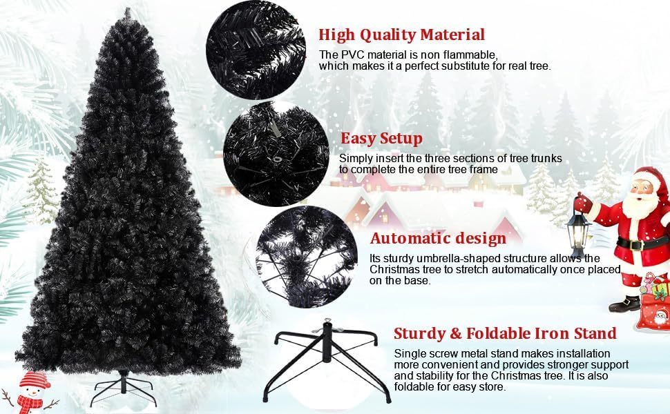 KTKDE Árbol de Navidad artificial de abeto de 7 pies, árbol de Navidad verde realista con 1.450 puntas de árbol, 300 postes de luz LED alimentados por pilas, pentáculo dorado de 7.8 pulgadas, perfecto