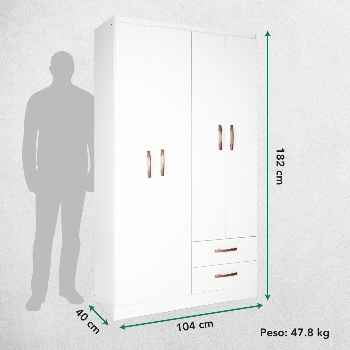 Kingshouse | Ropero De 6 Puertas con 2 Cajones – Color Café – Barra para Colgar – Estructura MDP – Mueble Organizador De Ropa – Armario para Casa, Recámara y Hogar