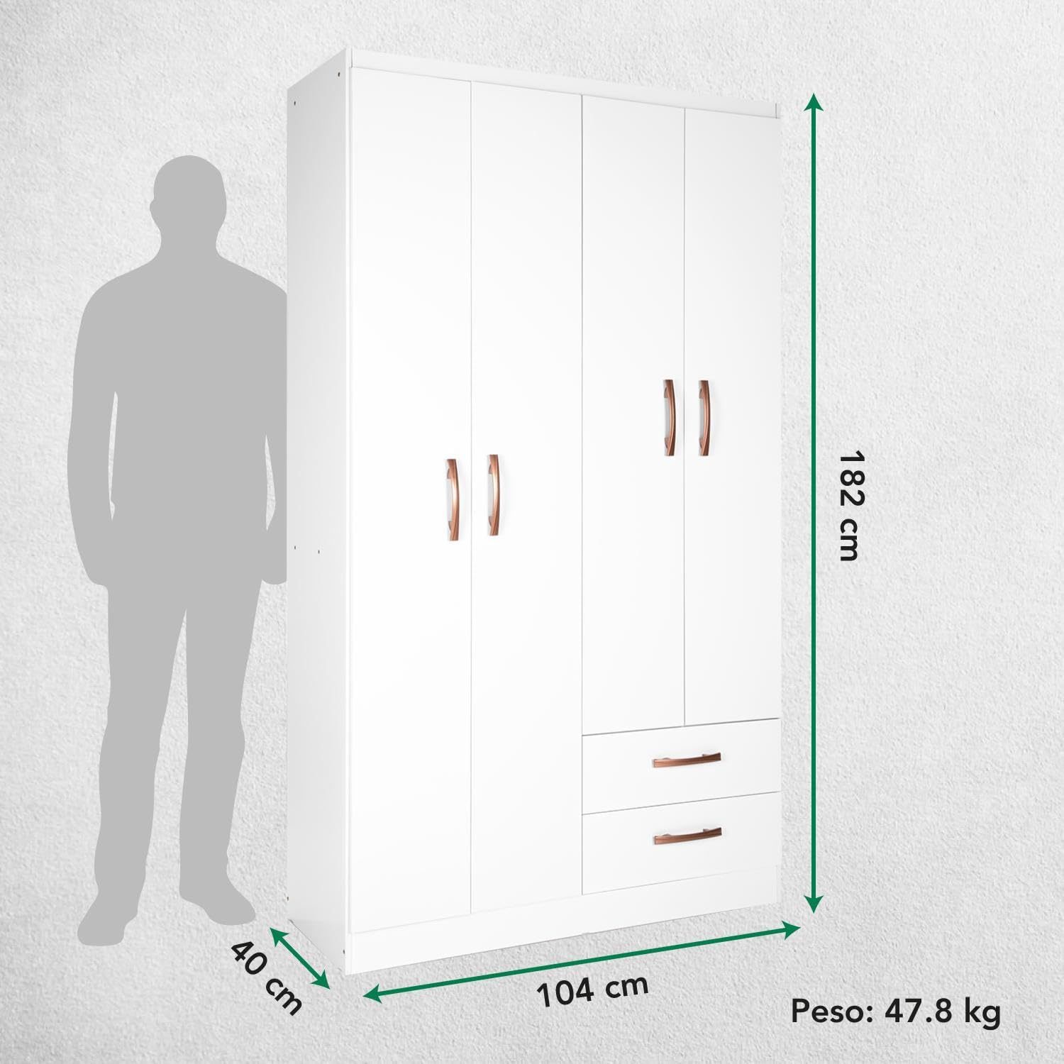 Kingshouse | Ropero De 6 Puertas con 2 Cajones – Color Café – Barra para Colgar – Estructura MDP – Mueble Organizador De Ropa – Armario para Casa, Recámara y Hogar