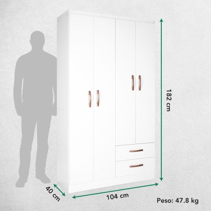 Kingshouse | Ropero De 6 Puertas con 2 Cajones – Color Café – Barra para Colgar – Estructura MDP – Mueble Organizador De Ropa – Armario para Casa, Recámara y Hogar