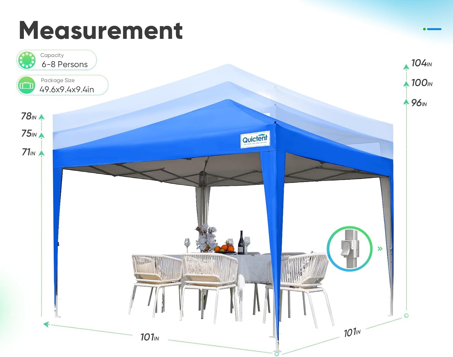 Quictent - Tienda de campaña desplegable de privacidad de 10 x 10 pulgadas con paredes laterales y ventanas ventiladas enrollables, configuración para una persona, fácil refugio para eventos