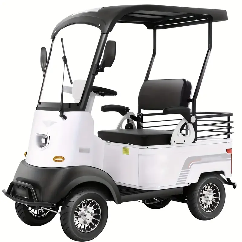 Scooter de movilidad de 4 ruedas para adultos, 50 millas de alcance, 18 mph, faro, cesta, cargador, llave remota, scooter de movilidad compacto y resistente para viajes, adultos, ancianos