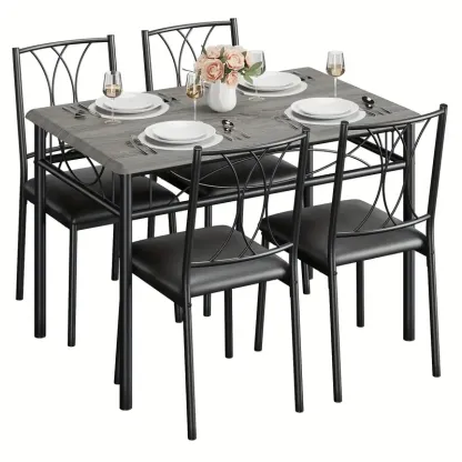 Juego de mesa de comedor para 4 personas, juego de mesa y sillas de comedor de cocina de 5 piezas, juego de muebles de mesa de comedor, adecuado para apartamentos de cocina
