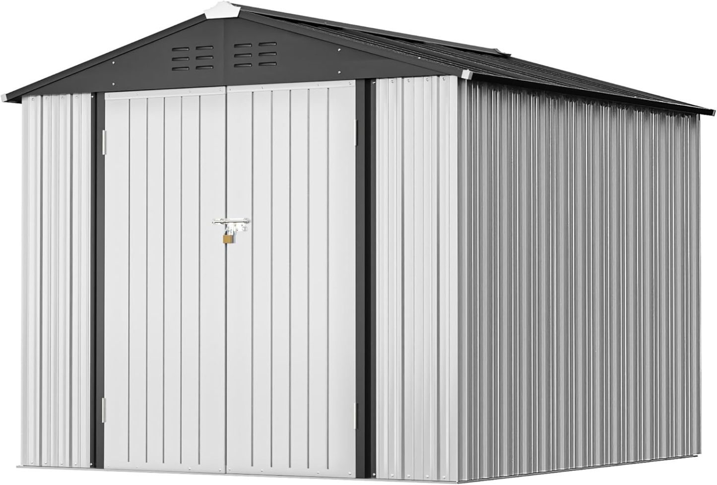 Greesum - Cobertizo de almacenamiento de metal para exteriores, 5 pies x 3 pies, herramienta de acero para cobertizo de almacenamiento con puerta y cerradura, para patio trasero, jardín, patio, césped (5 x 3 pulgadas), color café