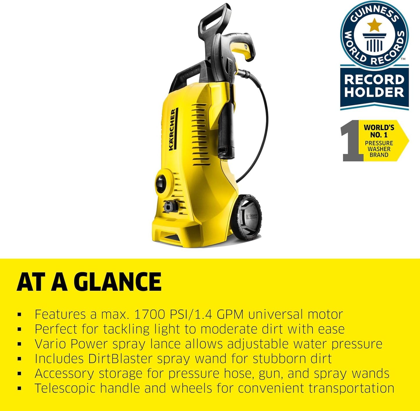 Kärcher K 2 Power Control MAX 2000 PSI Lavadora a presión eléctrica con 2 Varillas de pulverización y Manguera de 26 pies, 1.45 GPM