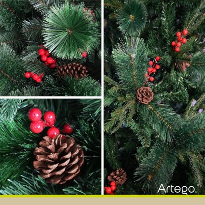 BECKON Árbol de Navidad Premium 2.20m Fraser Fir Artego (3 Materiales) Frondoso (1676 Ramas) Pino Artificial Navideño Artego + Maleta/Christmas Tree Decoración navideña (Fraser 220cm)