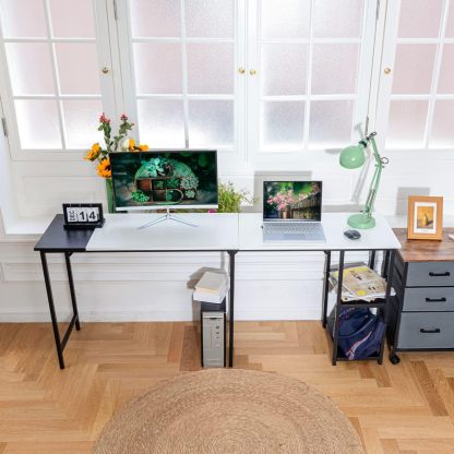 GOMYHOME Escritorio para computadora en Forma de L Escritorio para Juegos de computadora Estación de Trabajo para Escritura Cinturón de Estudio para Oficina en casa Escritorio Grande de 124 cm (Negro)