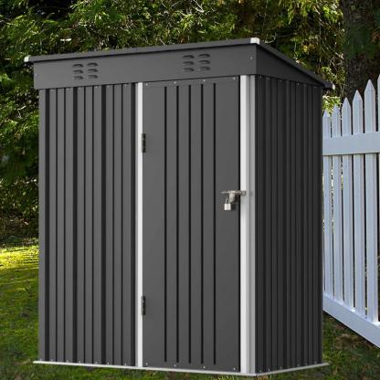 Zocalo Cobertizo de Almacenamiento para Exteriores 162x95x181cm Cobertizo con Rejillas de Ventilación y Cerradura, Casa de Almacenamiento de Metal Impermeable, Almacen para Patio Trasero, Jardín