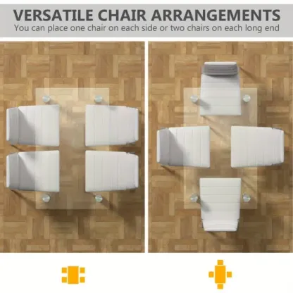 Conjunto de comedor de 5 piezas, mesa y 4 sillas, muebles de cocina y desayuno de vidrio y metal.