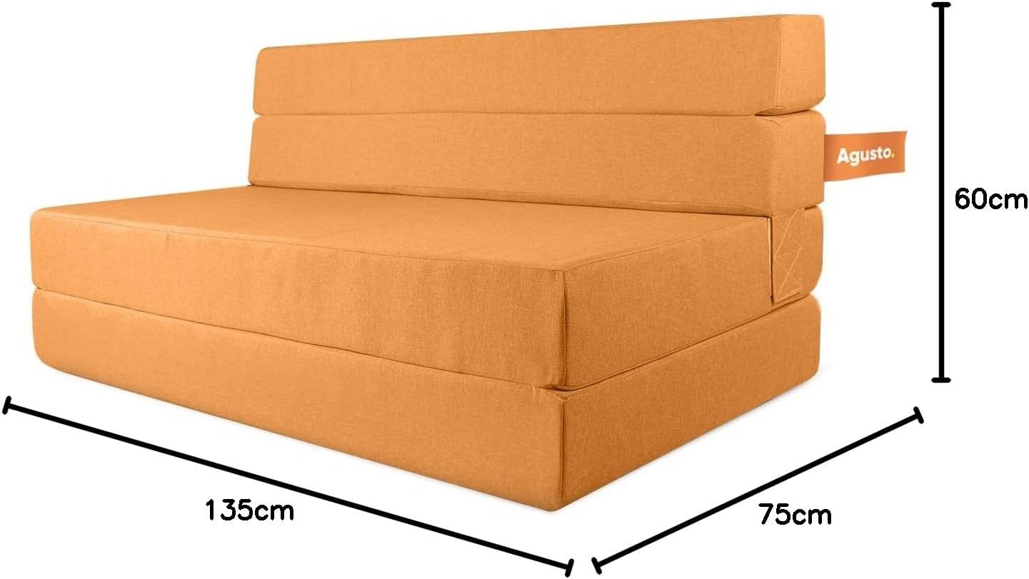 AGUSTO Sofá Cama Matrimonial Multifunción Colchon Plegable Futon Chaise Sillon Puff (Gris Oxford)