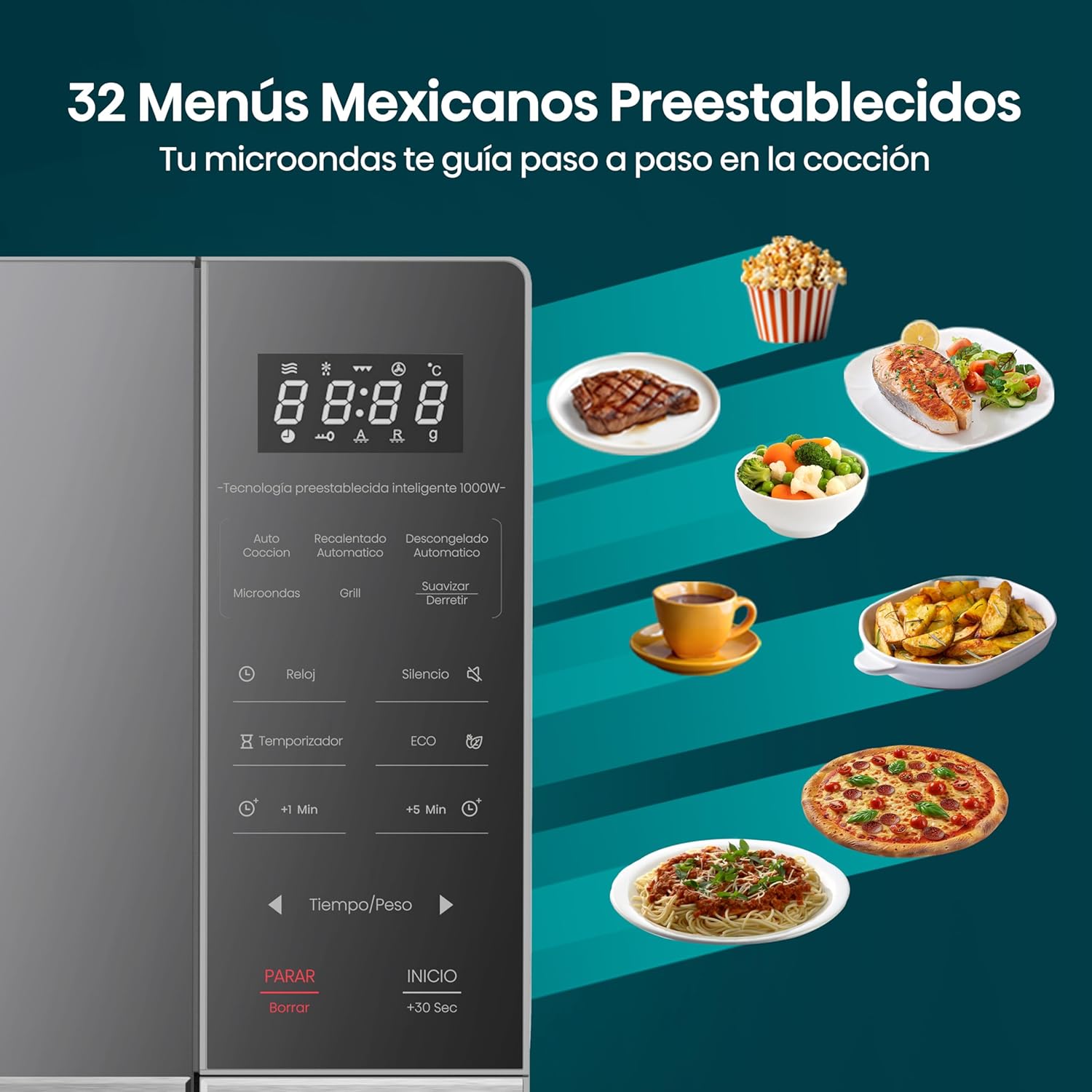 Horno de Microondas Hisense, 1.1 Pies Cúbicos, 10 Niveles de Potencia, Color Gris, Modelo HMMG3010SMG