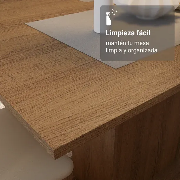 Juego de Comedor Madesa Talita Mesa com Tablero de Madera y 4 Sillas Marrón/Crema/Beige