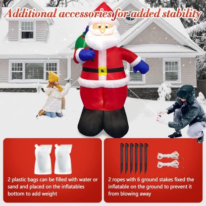 Danxilu 1.83M Arbol de Navidad Inflable con Papá Noel Perro Decoraciones al Aire Libre, Inflables Navidad Arbol Santa Claus para el Patio Inflables Navideños Decoración Iluminada con Leds