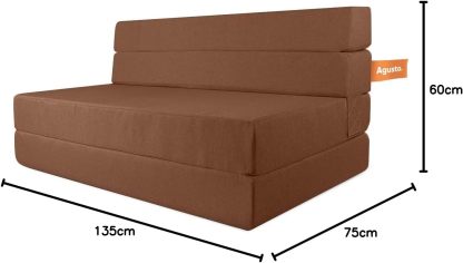 AGUSTO Sofá Cama Matrimonial Multifunción Colchon Plegable Futon Chaise Sillon Puff (Gris Oxford)