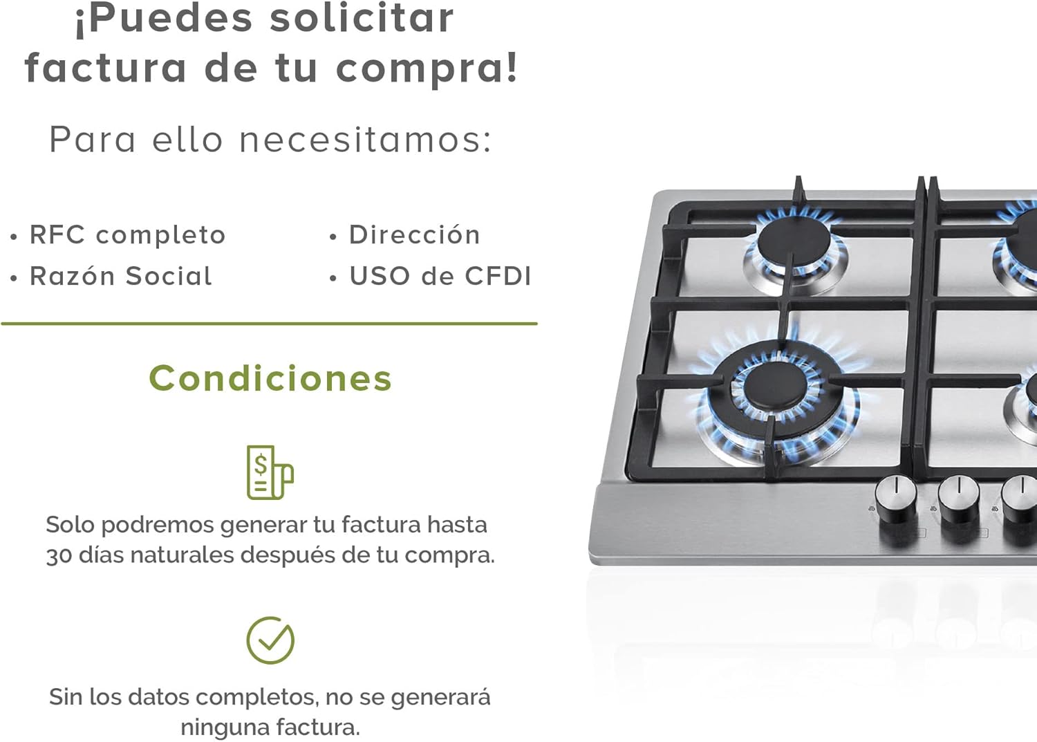 AVERA Parrilla de Gas 6 Quemadores 86cm, Acero Inoxidable Color Negro, Empotrable, Soportes de Hierro Fundido, Encendido Electronico, Estufa Empotrable, Compatible con Gas LP y Gas Natural, AI6N